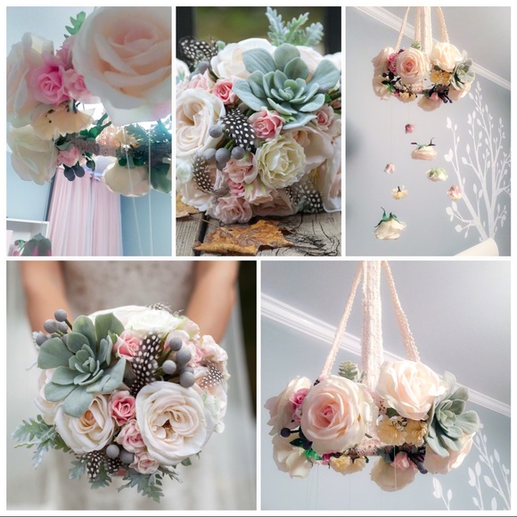 Handmade Silk Boho Floral Mobile Nursery Baby - Picture 8 of 8